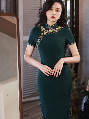 2022 Embroidered Midi Qipao / Cheongsam Dress