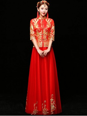 3/4 Sleeve Top & Full Maxi Skirt Wedding Qun Kwa