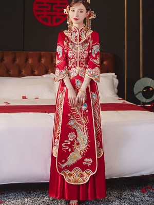 2026 Embroidered Phoenix Wedding Qun Kwa with Full Maxi Skirt