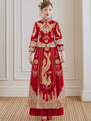 Embroidered Phoenix Wedding Bride Qun Kwa Xiu He