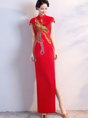 Phoenix Appliques Maxi Qipao / Cheongsam Dress