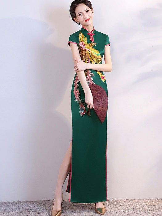 Phoenix Appliques Maxi Qipao / Cheongsam Dress