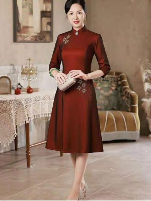 Mothers Beads A-Line Winter Qipao / Cheongsam Dress