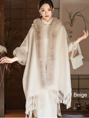 Faux Fur Wool Cheongsam Winter Shawl Wrap Cape