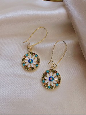 Zircon Daisy Flower Drop Dangle Earrings