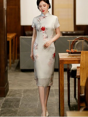 2023 Mothers Floral Mid Qipao / Cheongsam Dress