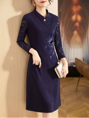 Red Blue Wedding Bride Mothers Qipao Cheongsam Dress