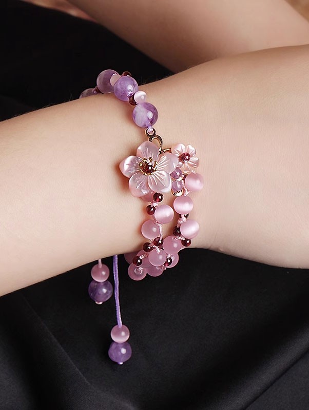 Amethyst Crystal Bracelet – Round Faceted AAAAA Quality – 1 pc - Moksa