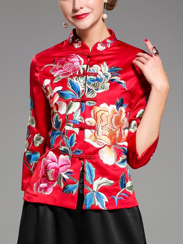 Vintage Embroidered Qipao / Cheongsam Top Jacket