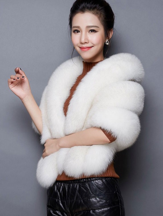 Women Faux Fur Winter Shawl Bridal Wedding Wraps