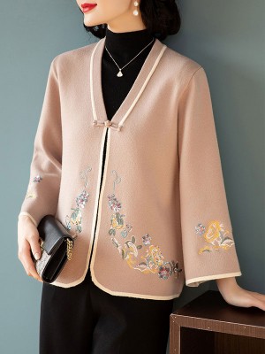 Sequined Embroidered Women Knit Cardigan Jacket