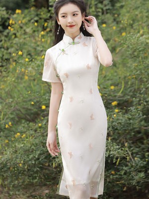 Embroidered Butterfly Cheongsam Qipao Dress