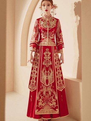 2026 Beaded Embroidered Phoenix Wedding Bride Qun Kwa XiuHe