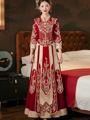 Sequined Beaded Velvet Tassels Wedding Bridal Qun Kwa Xiuhe