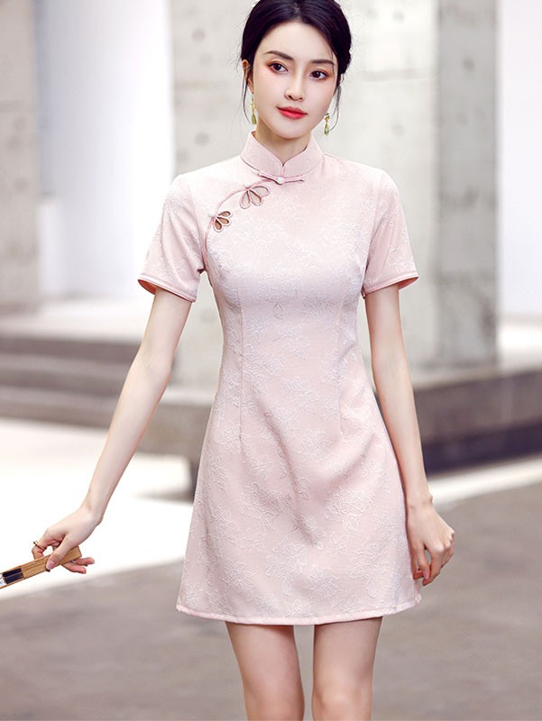 Yellow Floral Linen Cheongsam Qipao Dress