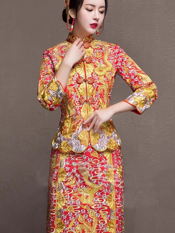 Clearance Wedding Qun Gua with Embroidered Phoenix & Dragon