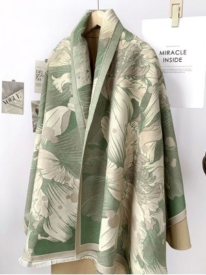 Winter Wool Blended Floral Women Scarf Wrap Shawl