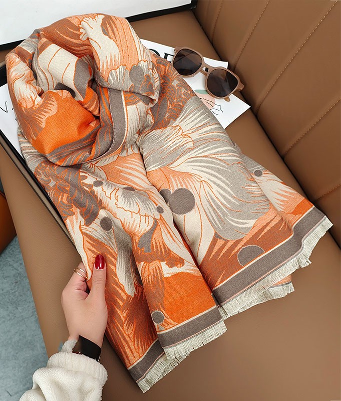 Winter Wool Blended Floral Women Scarf Wrap Shawl