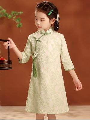 Sequined Lace Kids Girls Qipao Cheongsam Dress
