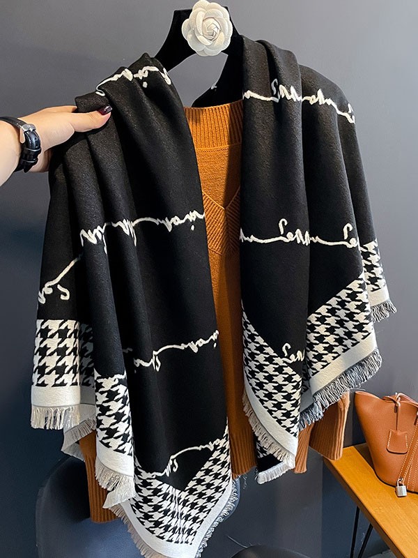 Wool Blend Floral Women Winter Scarf Shawl