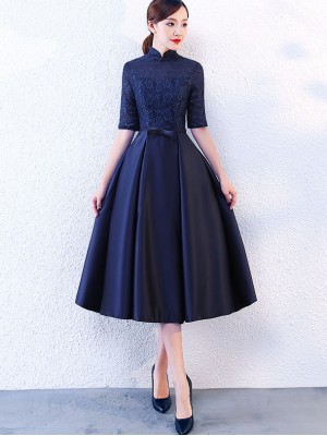 Royal Blue Red A-Line Qipao Cheongsam Party Dress