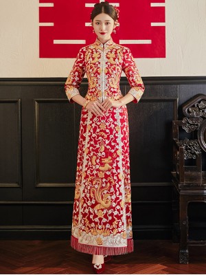 2025 Wedding Bride Qun Kwa with Dragon & Phoenix Embroidery