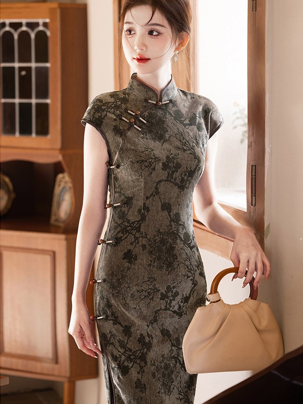 Chinese Painting Print Cheongsam Qipao Dress