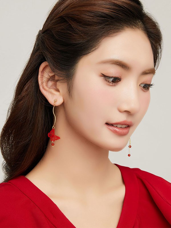 Asymmetrical Butterfly Dangle Drop Earring