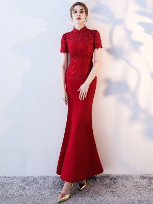 Clearance Bride Fishtail Wedding Cheongsam Dress
