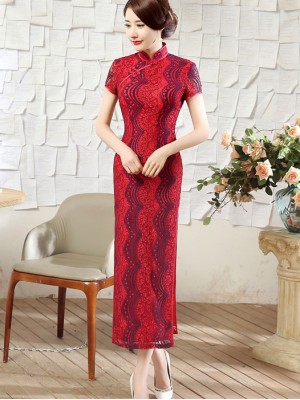 Lace Ankle-length Modern Qipao Cheongsam Dress