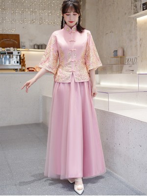 Clearance Pink Bridesmaid Wedding Qun Kwa & Tulle Skirtc