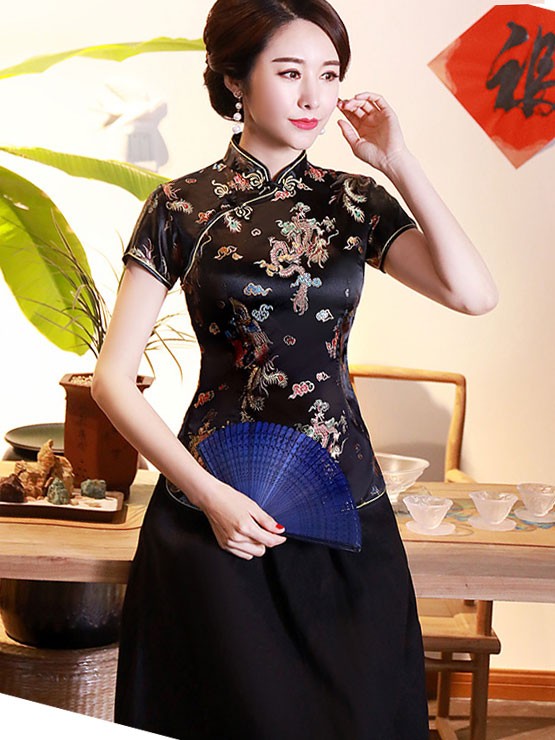 Floral Print Qipao Cheongsam Blouse Top