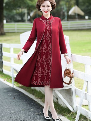 Red Bridal Mother's Winter Cheongsam Qi Pao Dress