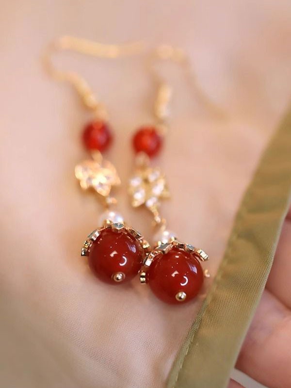 Rhinestone Agate Wedding Bridal Dangle Drop Earrings