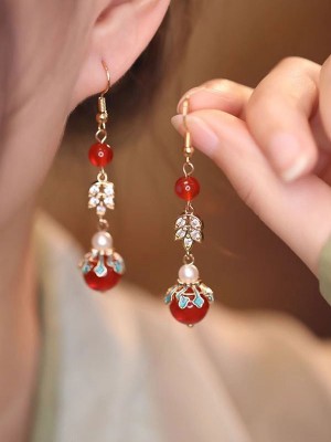 Rhinestone Agate Wedding Bridal Dangle Drop Earrings