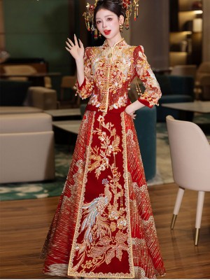 Clearance Fanciful Sequins Beads Wedding Bride Qun Kwa Xiuhe
