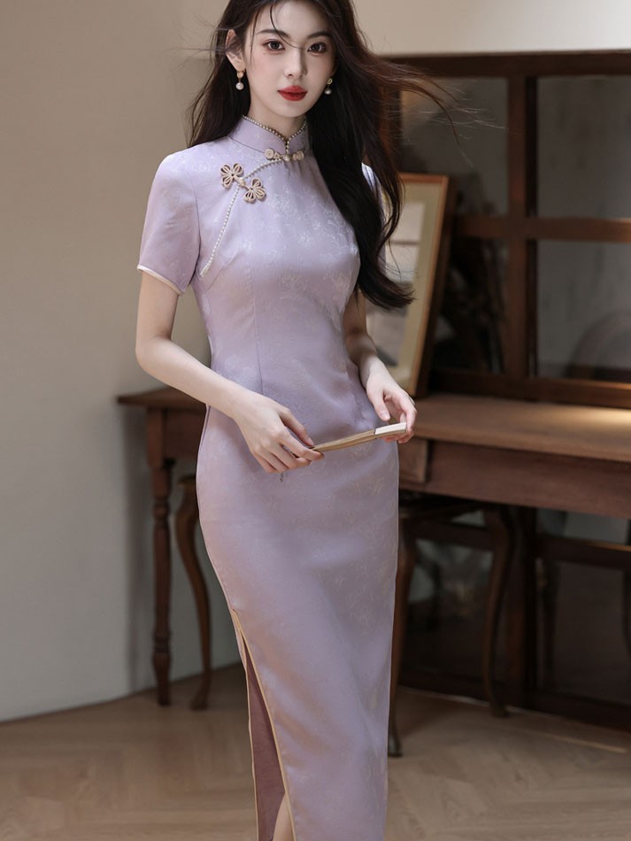 2025 Floral Print Cheongsam Qipao Dress