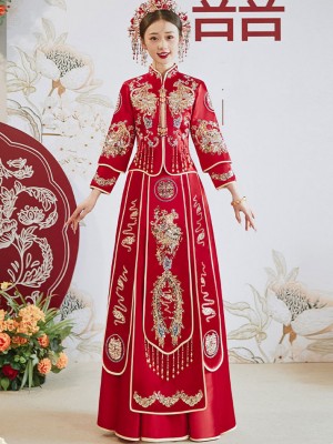 Sequins Phoenix Beads Tassels Bridal Qun Kwa Xiuhe