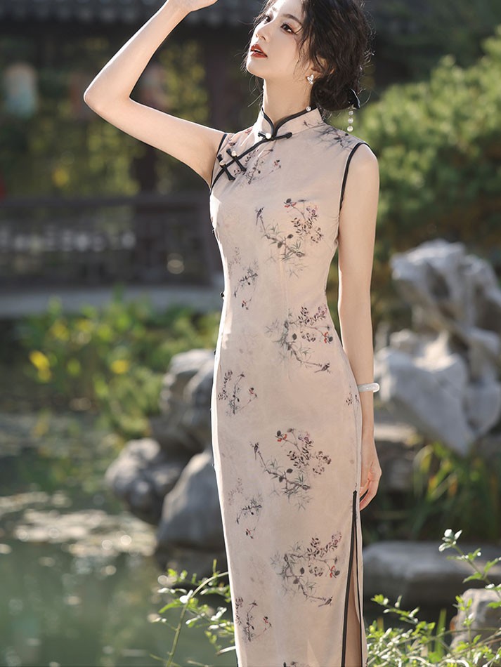 Vintage Floral Print Cheongsam Qipao Dress Vintage Floral Print Cheongsam Qipao Dress
