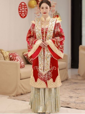 Beads Tassels Traditional Hanfu Bridal Wedding Qun Kwa Xiuhe