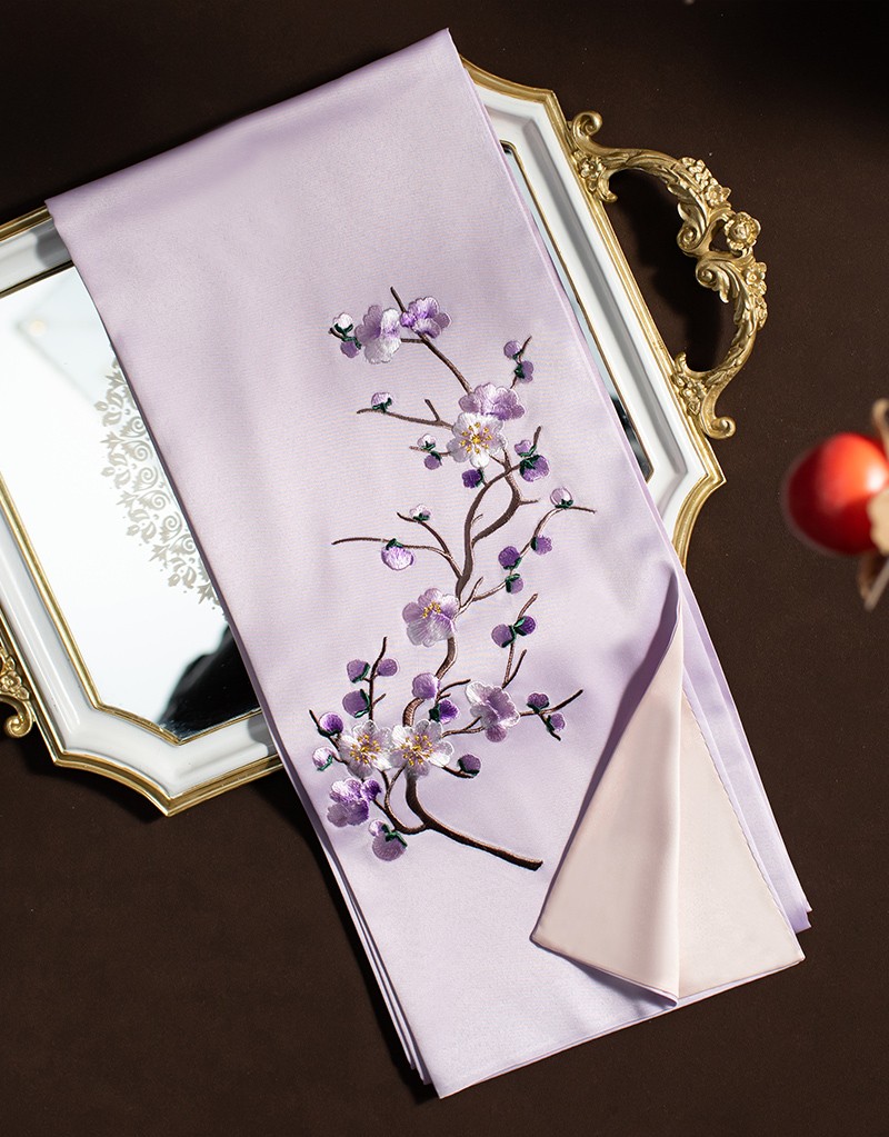 Embroidered Plum Blossom Silk Women Scarf Shawl