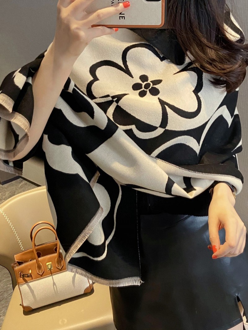 Floral Pattern Woman Long Scarf Shaw