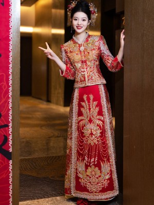 Gorgeous Shimmer Zircon Phoenix Wedding Bridal Qun Kwa