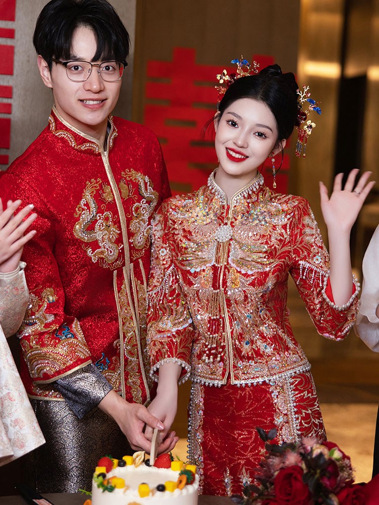 Gorgeous Shimmer Zircon Phoenix Wedding Bridal Qun Kwa