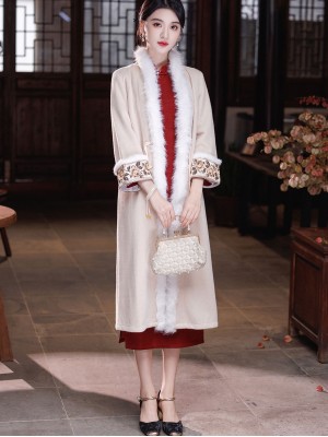 Champagne Wool Blend Oversized Poncho Cape Coat