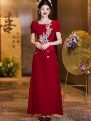 Square Neck Phoenix A-Line Bridal Wedding Dress