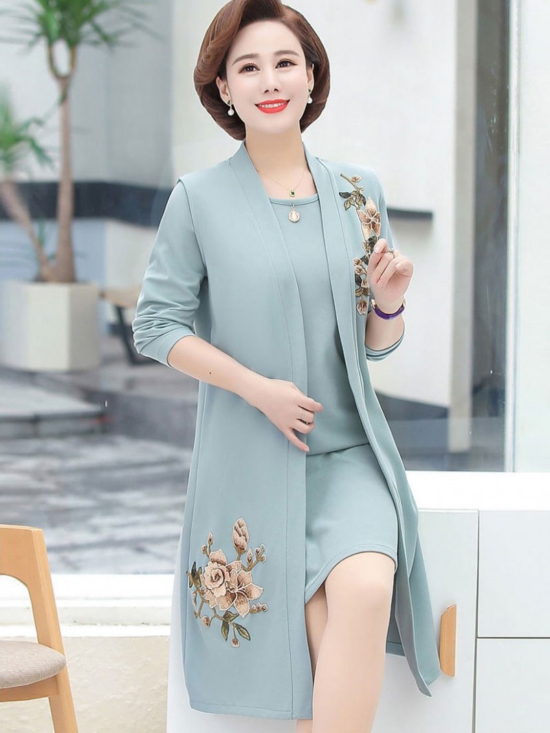 2 Pieces Mothers Women Dress Outfit with Jacket