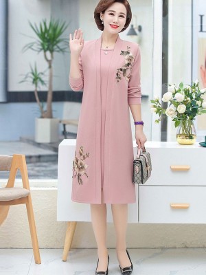 2 Pieces Mothers Women Dress Outfit with Jacket