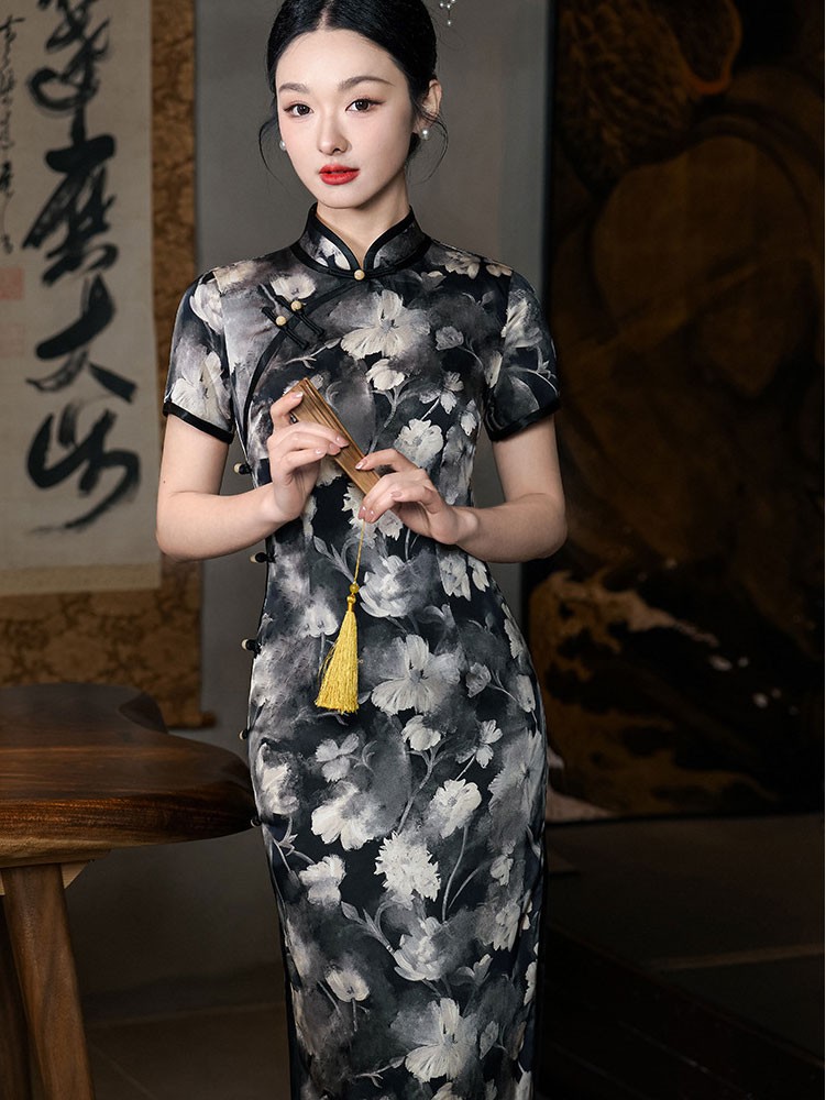 2024 Floral Print Cheongsam Qipao Dress 2024 Floral Print Cheongsam Qipao Dress
