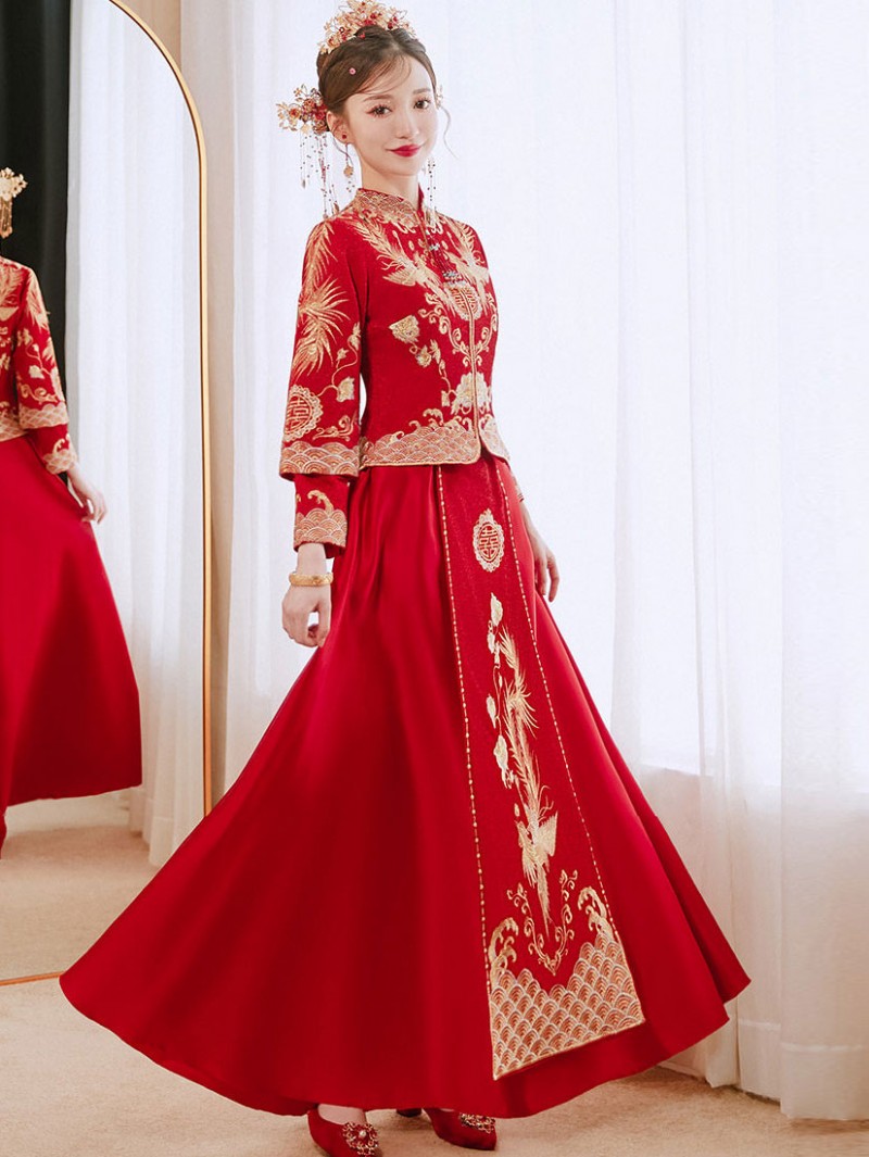 2026 Embroidered Phoenix Wedding Bridal Xiuhe